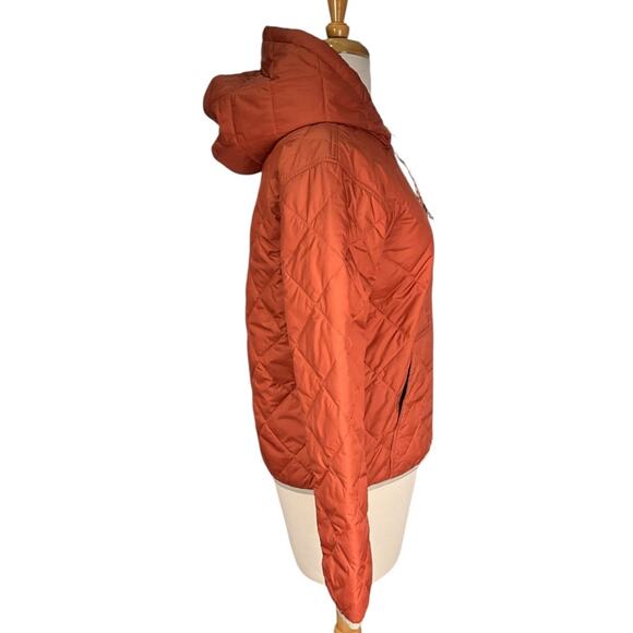 Patagonia Women XS Quilted Hooded Jacket Burnt Orange Mustard Lightweight Puffer - Picture 4 of 13